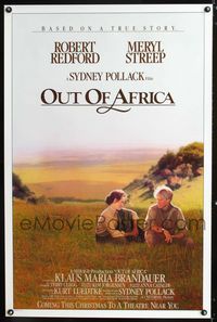 1x308 OUT OF AFRICA advance one-sheet '85 Robert Redford & Meryl Streep, directed by Sydney Pollack!
