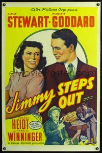 1x329 POT O' GOLD 1sheet R46 stone litho art of James Stewart & Paulette Goddard, Jimmy Steps Out!