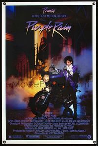 1x336 PURPLE RAIN one-sheet movie poster '84 Prince riding motorcycle, in his first motion picture!