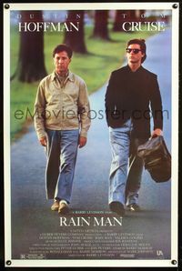 1x341 RAIN MAN one-sheet  '88 Tom Cruise & autistic Dustin Hoffman, directed by Barry Levinson!