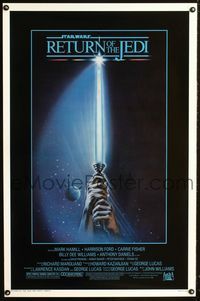 1x349 RETURN OF THE JEDI one-sheet  '83 George Lucas classic, wonderful art of light saber in space!