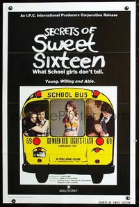 1x373 SECRETS OF SWEET SIXTEEN one-sheet  '73 what young, willing and able school girls don't tell!