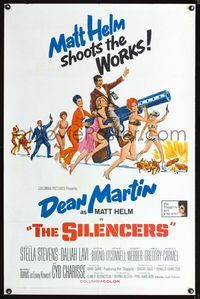 1x383 SILENCERS one-sheet movie poster '66 outrageous sexy image of Dean Martin & the Slaygirls!