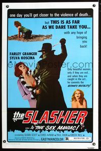 1x387 SLASHER one-sheet poster '74 Farley Granger is the sex maniac who kills only beautiful women!