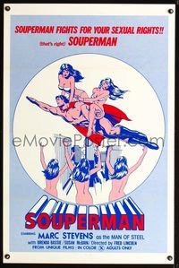1x393 SOUPERMAN one-sheet poster '76 wild Superman sex parody, he fights for your sexual rights!