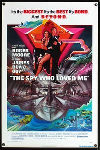 1x399 SPY WHO LOVED ME one-sheet poster '77 cool artwork of Roger Moore as James Bond by Bob Peak!