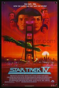 1x403 STAR TREK IV one-sheet poster '86 cool art of Leonard Nimoy & William Shatner by Bob Peak!