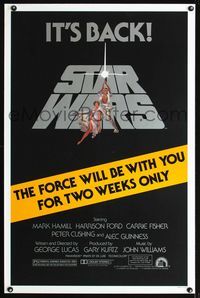 1x407 STAR WARS 1sh  R81 George Lucas classic sci-fi epic, art of Mark Hamill & Carrie Fisher!