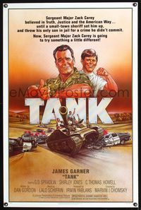 1x431 TANK one-sheet poster '84 great art of James Garner in uniform & C. Thomas Howell by Craig!