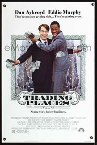 1x452 TRADING PLACES one-sheet  '83 Dan Aykroyd & Eddie Murphy are getting rich & getting even!