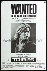 1x454 TRIBES one-sheet movie poster '71 Jan-Michael Vincent is wanted by the United States Marines!