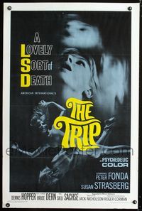 1x455 TRIP 1sheet '67 AIP, Peter Fonda, written by Jack Nicholson, LSD, wild psychedelic drug image!