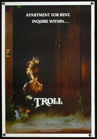 1x456 TROLL one-sheet  '85 wacky image of monster hiding behind door, produced by Albert Band!