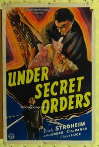 1x460 UNDER SECRET ORDERS 1sheet '43 Erich von Stroheim, gripping expose of most sinister spy ring!