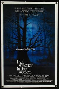 1x475 WATCHER IN THE WOODS one-sheet movie poster '80 Disney horror, cool creepy forest artwork!