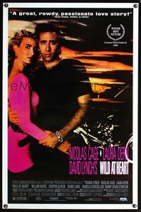 1x485 WILD AT HEART video one-sheet  '90 David Lynch, sexiest image of Nicolas Cage & Laura Dern!