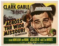 1y014 ACROSS THE WIDE MISSOURI TC '51 great huge headshot artwork of Clark Gable & sexy Indian!