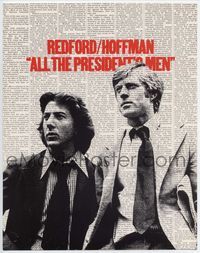 1y026 ALL THE PRESIDENT'S MEN TC '76 great vertical image of Dustin Hoffman & Robert Redford!