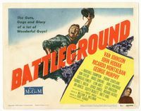 1y041 BATTLEGROUND title card '49 directed by William Wellman, cool art of WWII soldier Van Johnson!