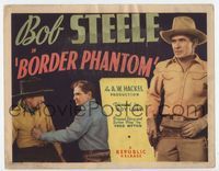 1y050 BORDER PHANTOM movie title lobby card '37 cowboy Bob Steele fights with bad guy!