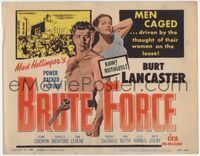 1y054 BRUTE FORCE title card R56 Jules Dassin, barechested Burt Lancaster & sexy Yvonne DeCarlo!