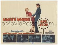 1y055 BUS STOP movie title lobby card '56 great image of Don Murray holding sexy Marilyn Monroe!