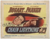 1y063 CHAIN LIGHTNING title lobby card '49 great artwork of military test pilot Humphrey Bogart!