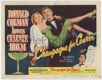1y064 CHAMPAGNE FOR CAESAR title card '50 great artwork of Ronald Colman holding sexy Celeste Holm!