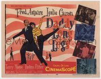 1y077 DADDY LONG LEGS title lobby card '55 wonderful art of Fred Astaire & Leslie Caron dancing!