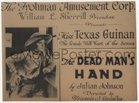 1y083 DEAD MAN'S HAND title lobby card '19 Miss Texas Guinan, the female Bill Hart of the Screen!