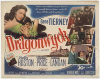 1y091 DRAGONWYCK title card '46 beautiful Gene Tierney, Walter Huston, Vincent Price, Glenn Langan