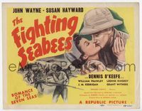 1y102 FIGHTING SEABEES title card R48 cool close up artwork of John Wayne kissing Susan Hayward!