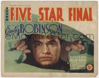 1y103 FIVE STAR FINAL TC '31 super close image of Edward G. Robinson breaking through newspaper!