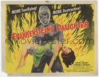 1y112 FRANKENSTEIN'S DAUGHTER TC '58 great close up artwork of wacky monster holding sexy girl!