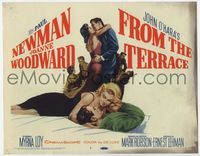 1y115 FROM THE TERRACE title card '60 artwork of Paul Newman & sexy half-dressed Joanne Woodward!
