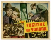1y116 FUGITIVE FROM SONORA TC '43 cowboy Don Red Barry with pretty Lynn Merrick & at poker table!