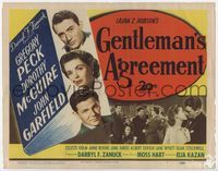 1y119 GENTLEMAN'S AGREEMENT title card '47 Elia Kazan, Gregory Peck, Dorothy McGuire, John Garfield