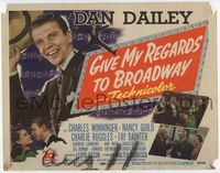 1y123 GIVE MY REGARDS TO BROADWAY title lobby card '48 Dan Dailey singing and dancing in New York!