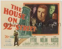 1y148 HOUSE ON 92nd STREET title lobby card '45 William Eythe, Lloyd Nolan, Signe Hasso, film noir!