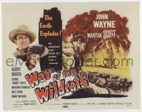 1y156 IN OLD OKLAHOMA title lobby card R59 art of oil drilling John Wayne, War of the Wildcats!