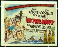 1y159 IN THE NAVY TC R48 cool art of Bud Abbott & Lou Costello as sailors & the Andrews Sisters!