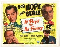 1y165 IT PAYS TO BE FUNNY title card '47 great wacky art of Bob Hope, Milton Berle & Bert Lahr!