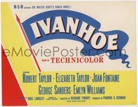 1y003 IVANHOE photolobby title card '52 artwork of Elizabeth Taylor, Robert Taylor & Joan Fontaine!