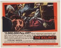 1y179 KILLING title card '56 Stanley Kubrick, classic artwork of dead bodies at movie's climax!