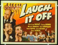 1y195 LAUGH IT OFF title lobby card '39 Constance Moore, Johnny Downs, Hedda Hopper, Edgar Kennedy