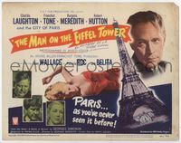 1y225 MAN ON THE EIFFEL TOWER movie title lobby card '49 Charles Laughton, Franchot Tone, film noir!