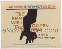1y226 MAN WITH THE GOLDEN ARM TC '56 Frank Sinatra is hooked, classic Saul Bass artwork and design!