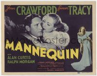 1y227 MANNEQUIN title lobby card '38 great romantic close up of sexy Joan Crawford & Spencer Tracy!