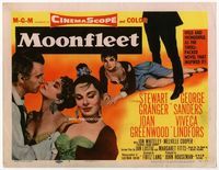 1y243 MOONFLEET movie title lobby card '55 Fritz Lang, sexy Viveca Lindfors, Stewart Granger