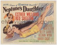 1y256 NEPTUNE'S DAUGHTER title lobby card '49 art of sexy swimming Esther Williams & Red Skelton!